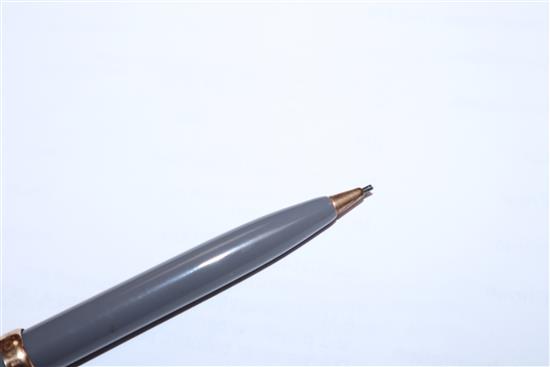 A Mont Blanc 252 grey finish fountain pen and propelling pencil set, cased and a Caran DAche silver ballpoint pen